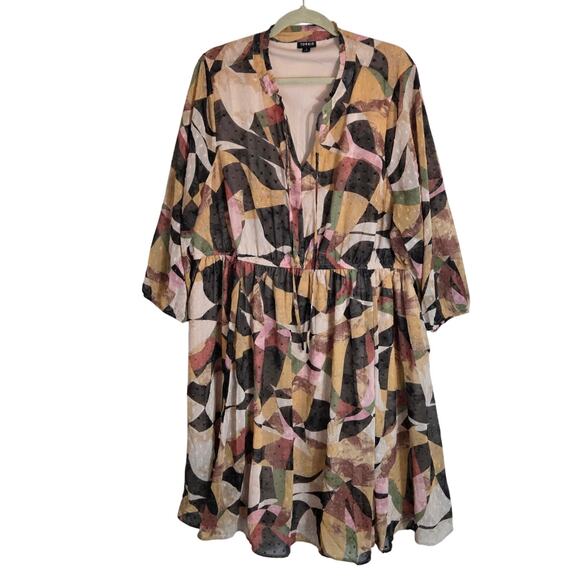 Torrid Clip Dot Keyhole Dress Women’s 3X Black Mini Short Sleeve Plus Size Flowy - Picture 2 of 11